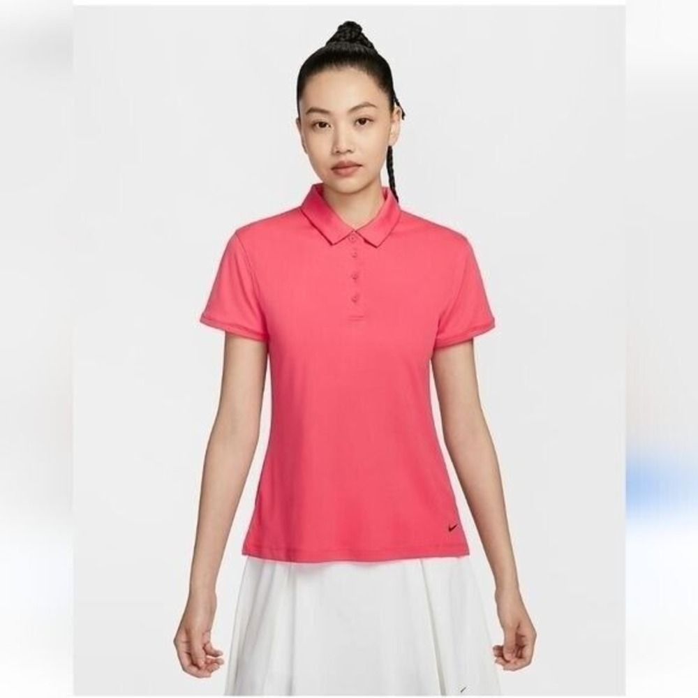 NIKE Dri-Fit Golf Red‎ Polo Shirt M Outdoor Tennis Casual Athleisure Athletic